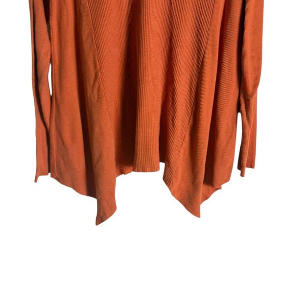 Anthropologie T.La Orange Waffle Knit Mock Neck Asymmetric Sweater M - Picture 4 of 7
